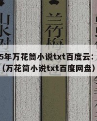 2025年万花筒小说txt百度云：2025年（万花筒小说txt百度网盘）