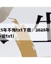 2025年不悔txt下载：2025年（不悔小说txt）