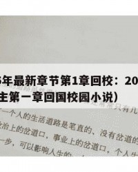 2025年最新章节第1章回校：2025年（女主第一章回国校园小说）